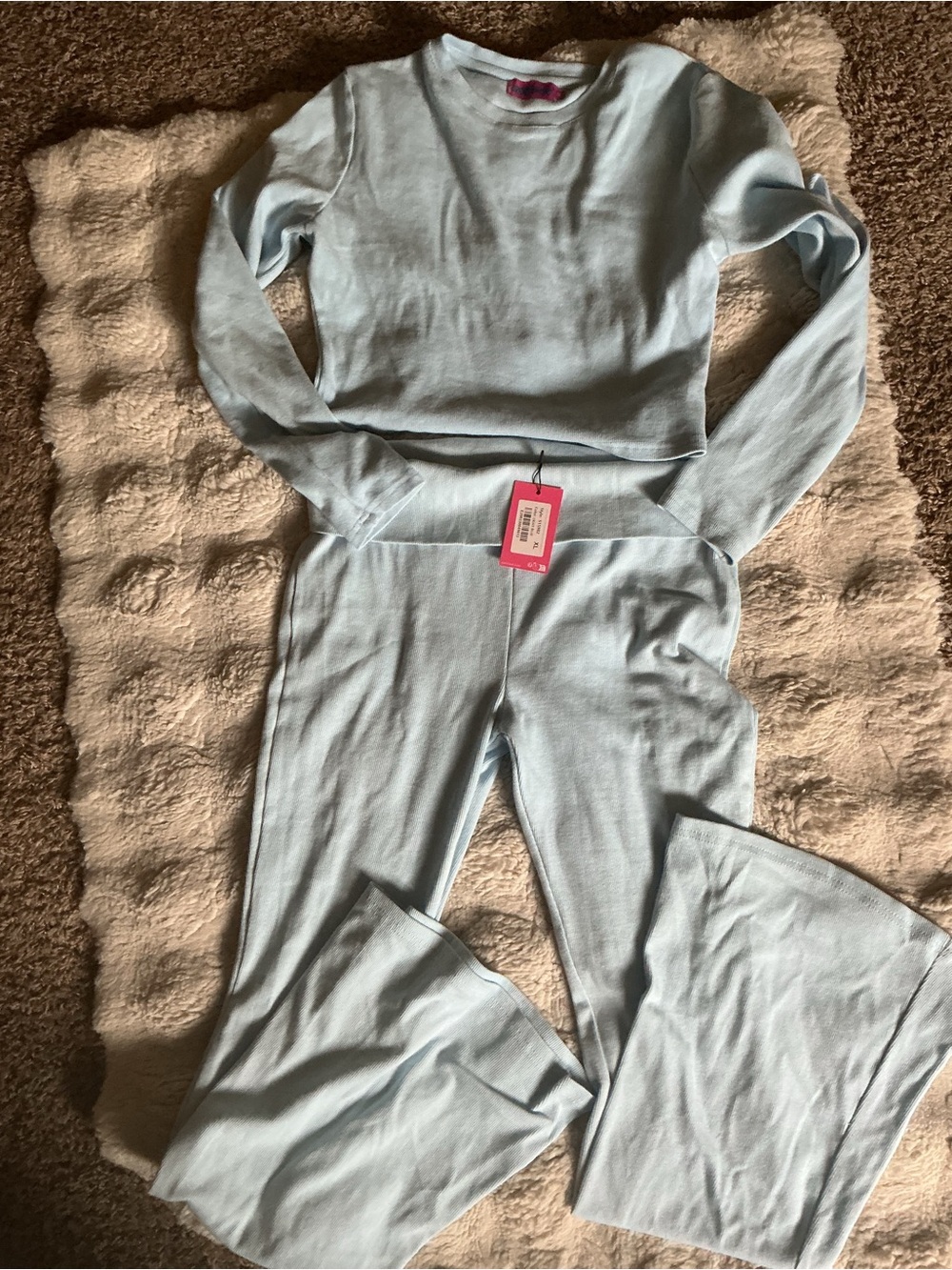 Edikted Light Blue Women's Pajama Set - Long Sleeve Top & Pants